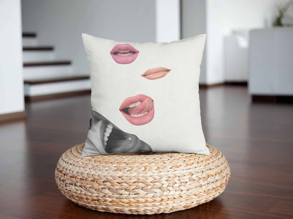 Coussin de santé blanc avec lèvres