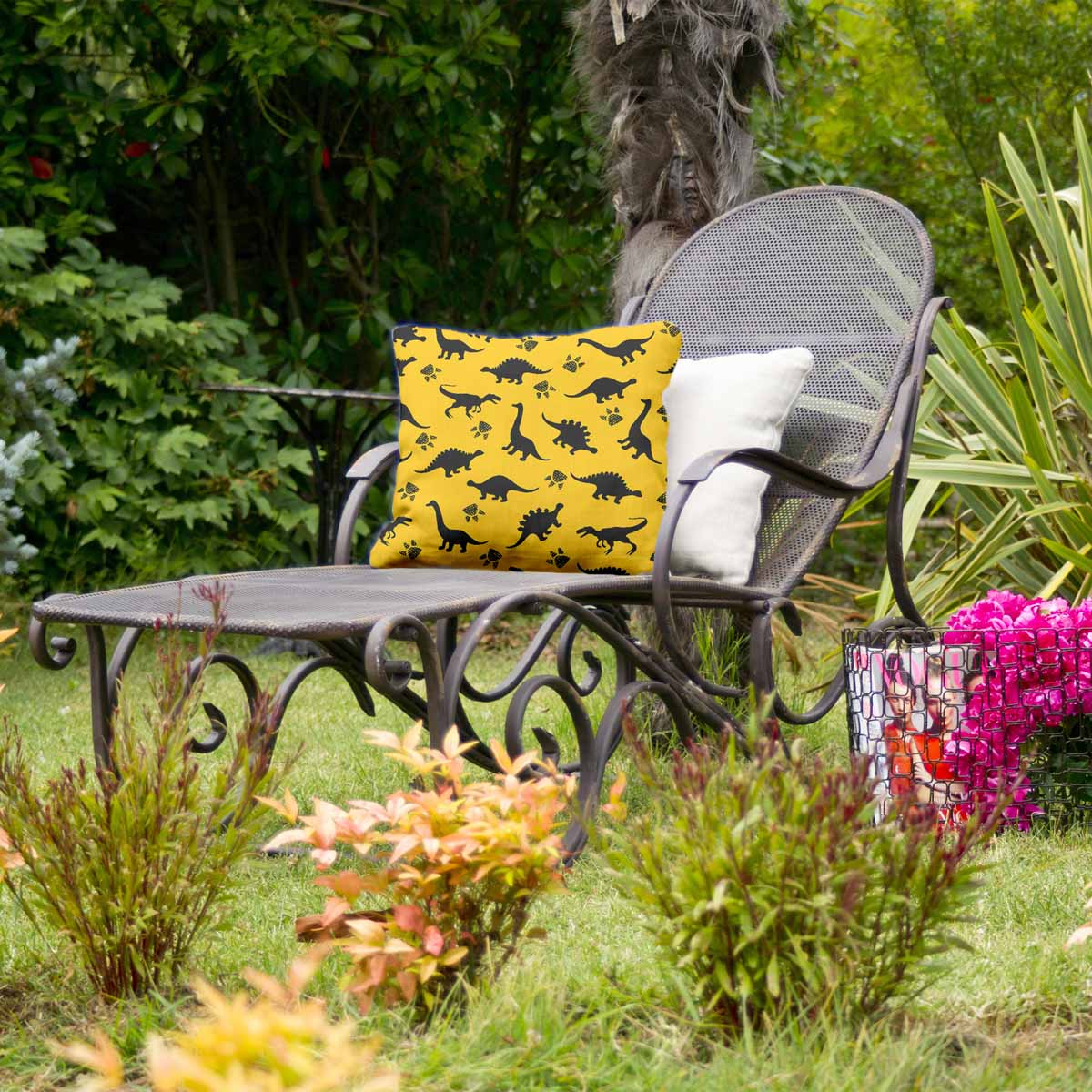 Coussin de santé jaune avec dinosaure