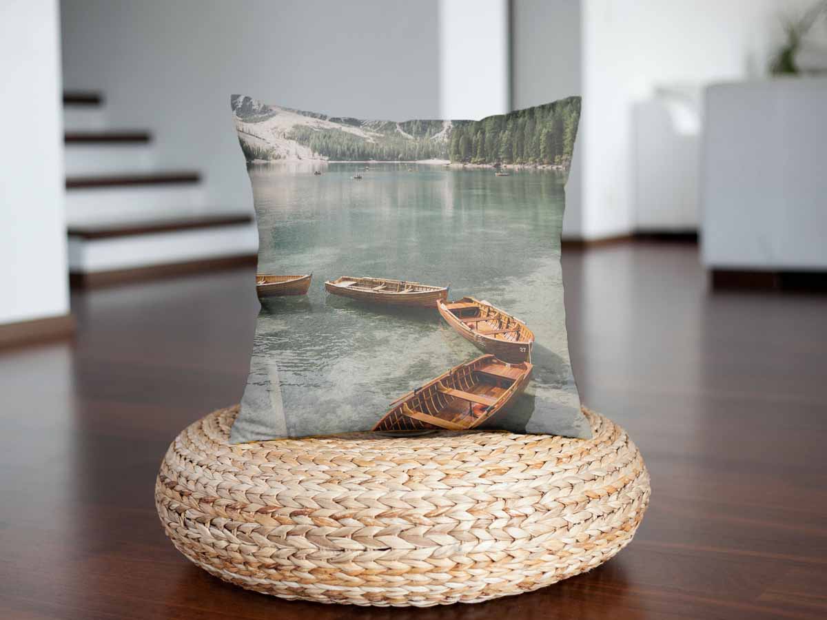 Coussin de santé lac avec bateaux