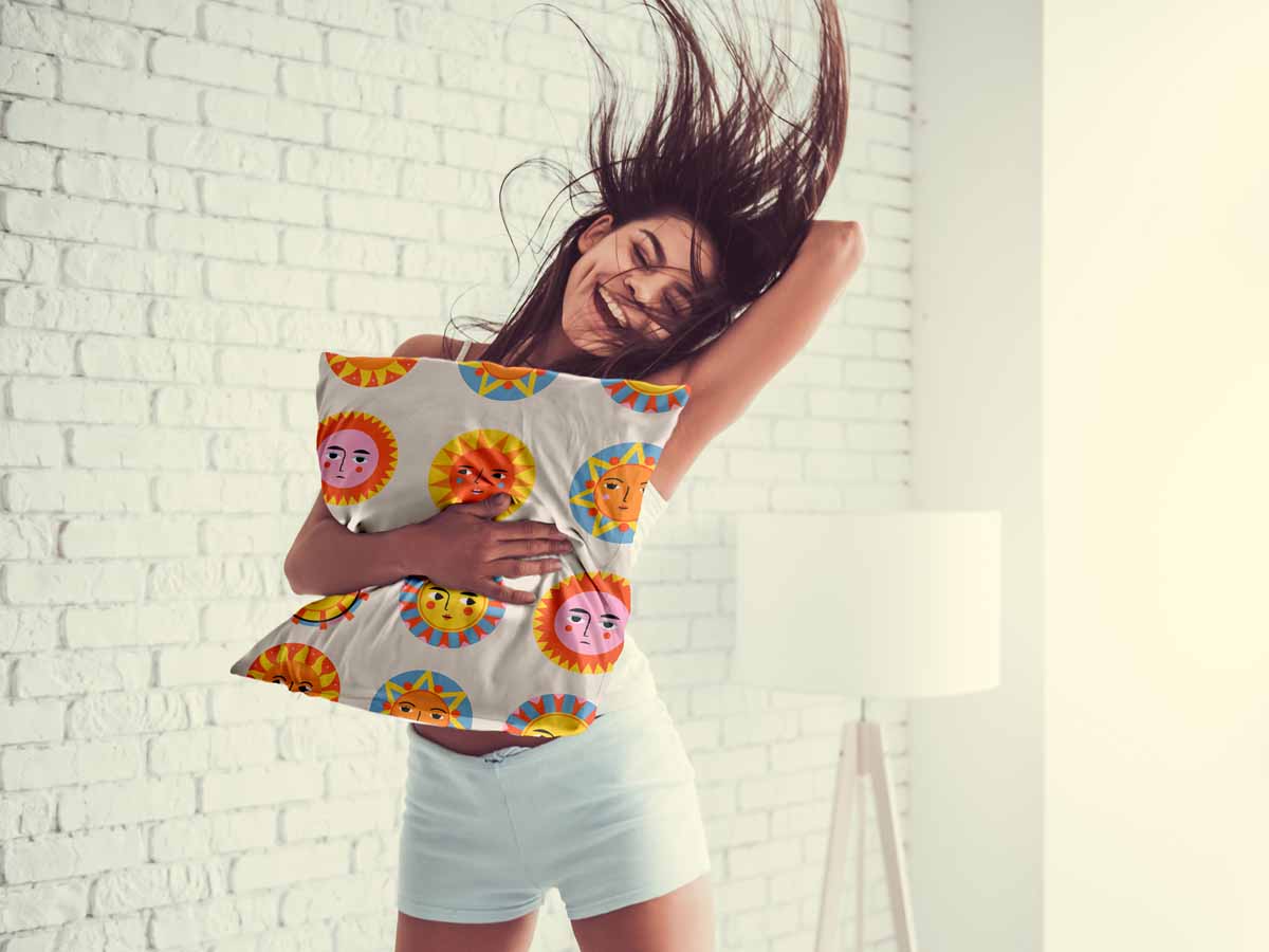 Coussin de santé beige avec soleil