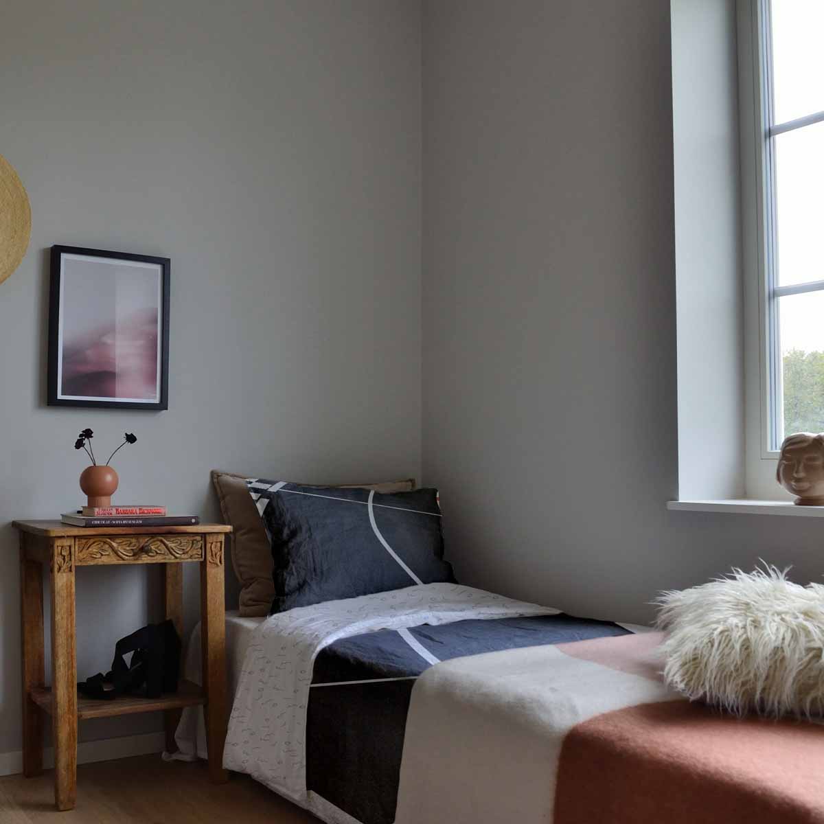 Couverture thérapeutique originale - Housse en coton gris foncé avec rayure blanche