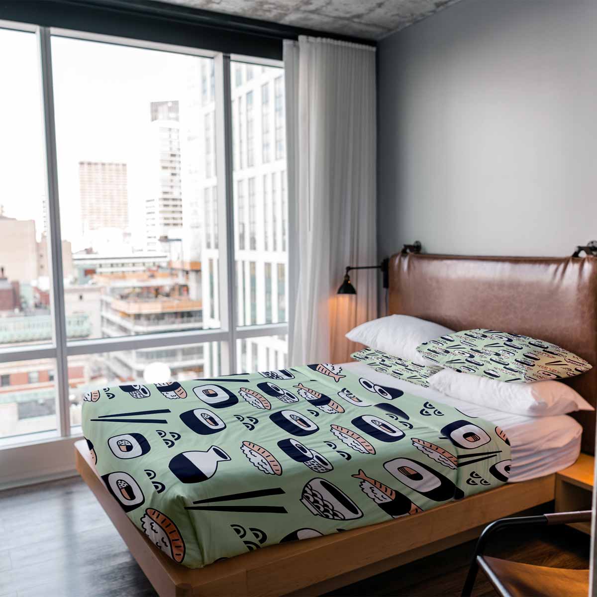 Original Therapiedecke - Ensemble de literie en coton Vert clair avec sushi