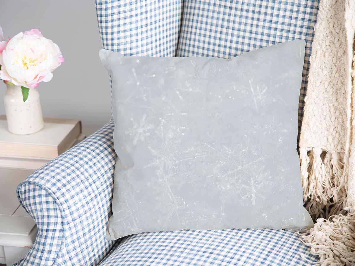 Coussin de santé gris avec flocons de neige