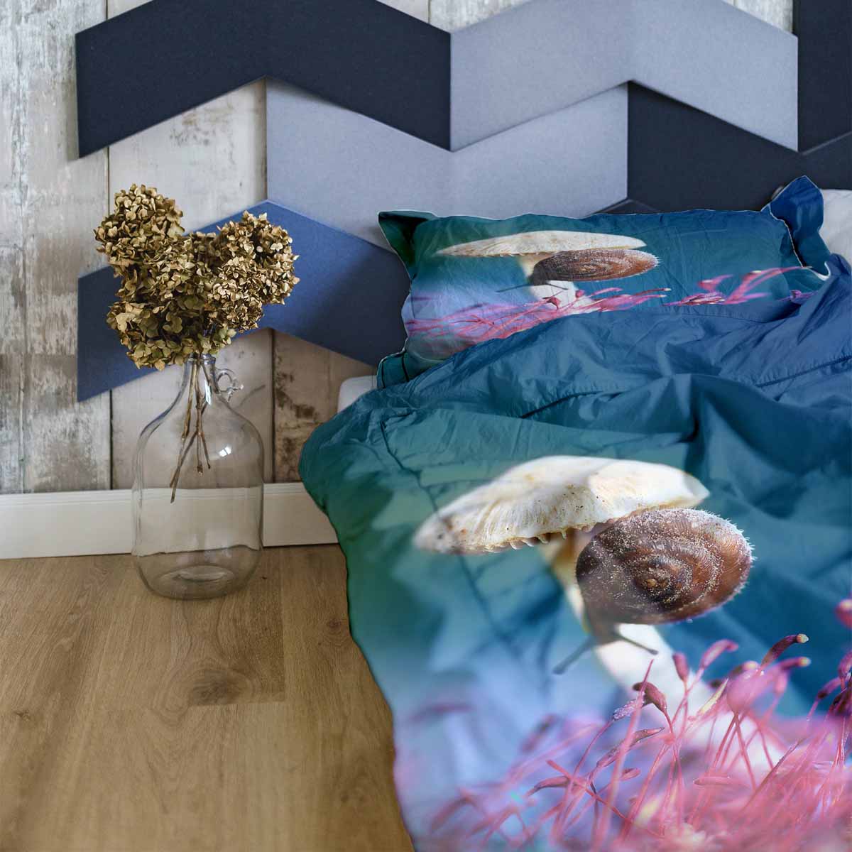 Original Therapiedecke - Ensemble de literie en coton TD avec champignon et escargot