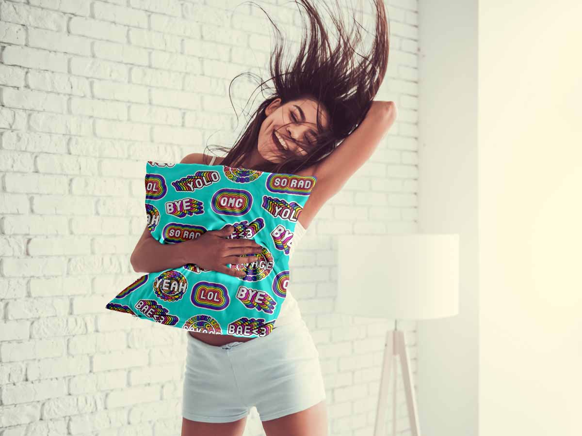 Coussin de santé turquoise avec citations