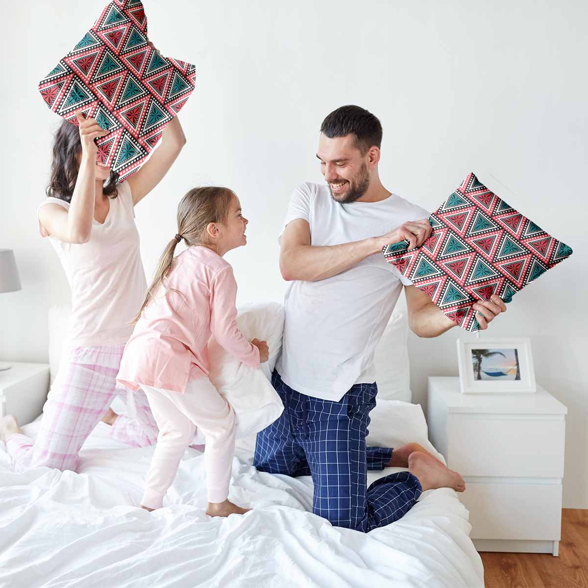 Coussin de santé avec des triangles colorés