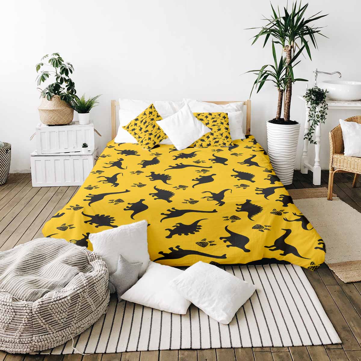 Original Therapiedecke - Ensemble de literie en coton Jaune avec dinosaures