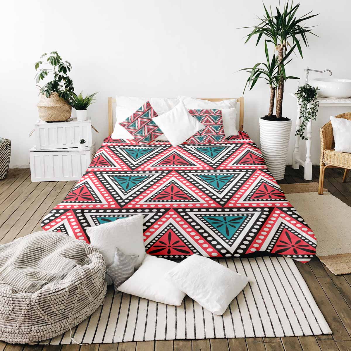 Original Therapiedecke - Parure de lit en coton avec triangles colorés
