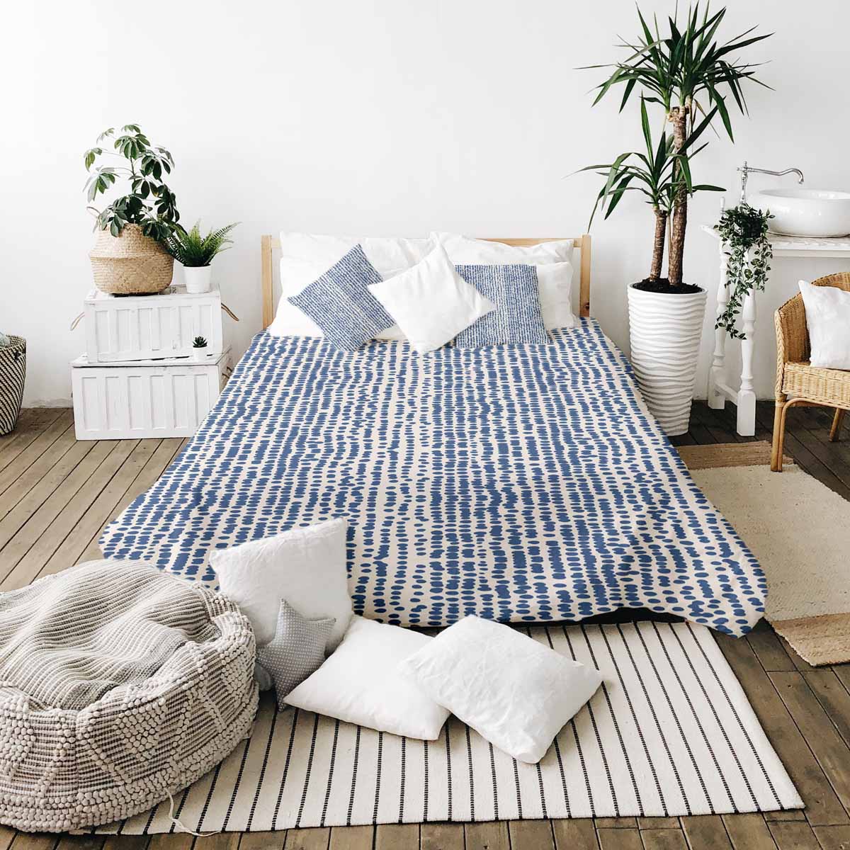 Original Therapiedecke - Ensemble de literie en coton avec pois bleus