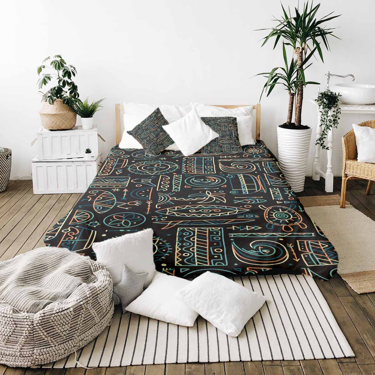 Original Therapiedecke - Ensemble de literie en coton avec motif Hawaii vert