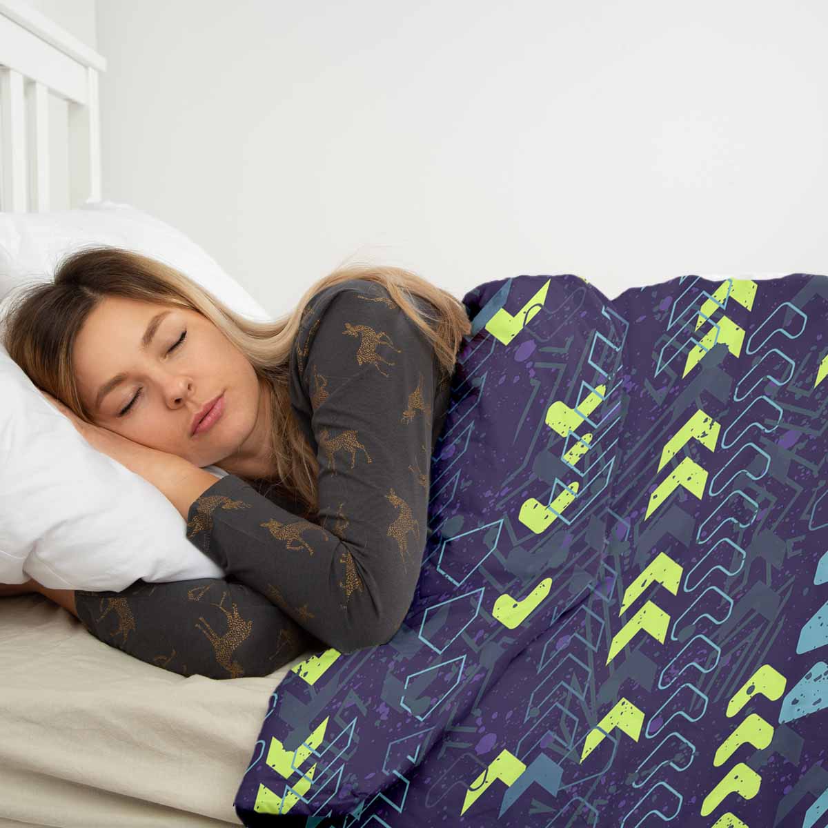 Original Therapiedecke - Parure de lit en coton Bleu foncé avec flèches