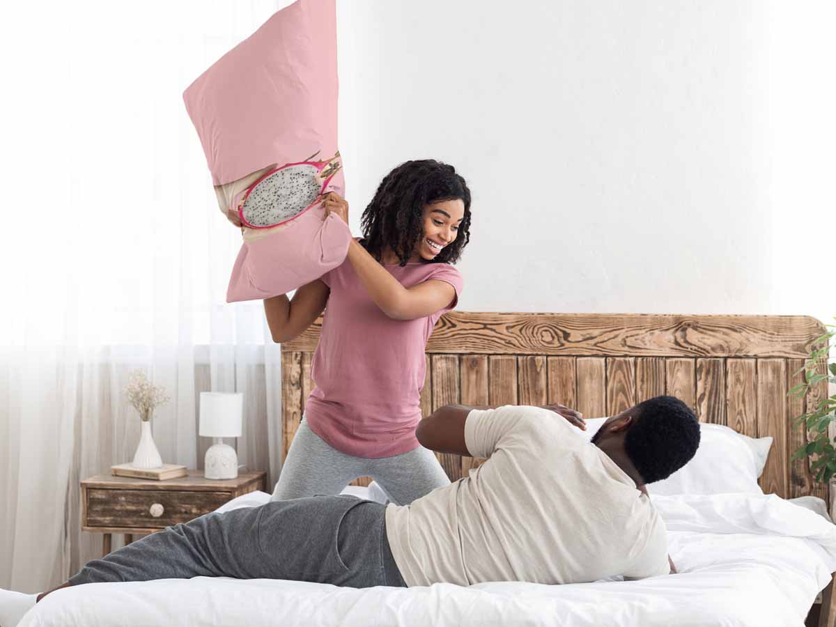 Coussin de santé rose avec fruit du dragon