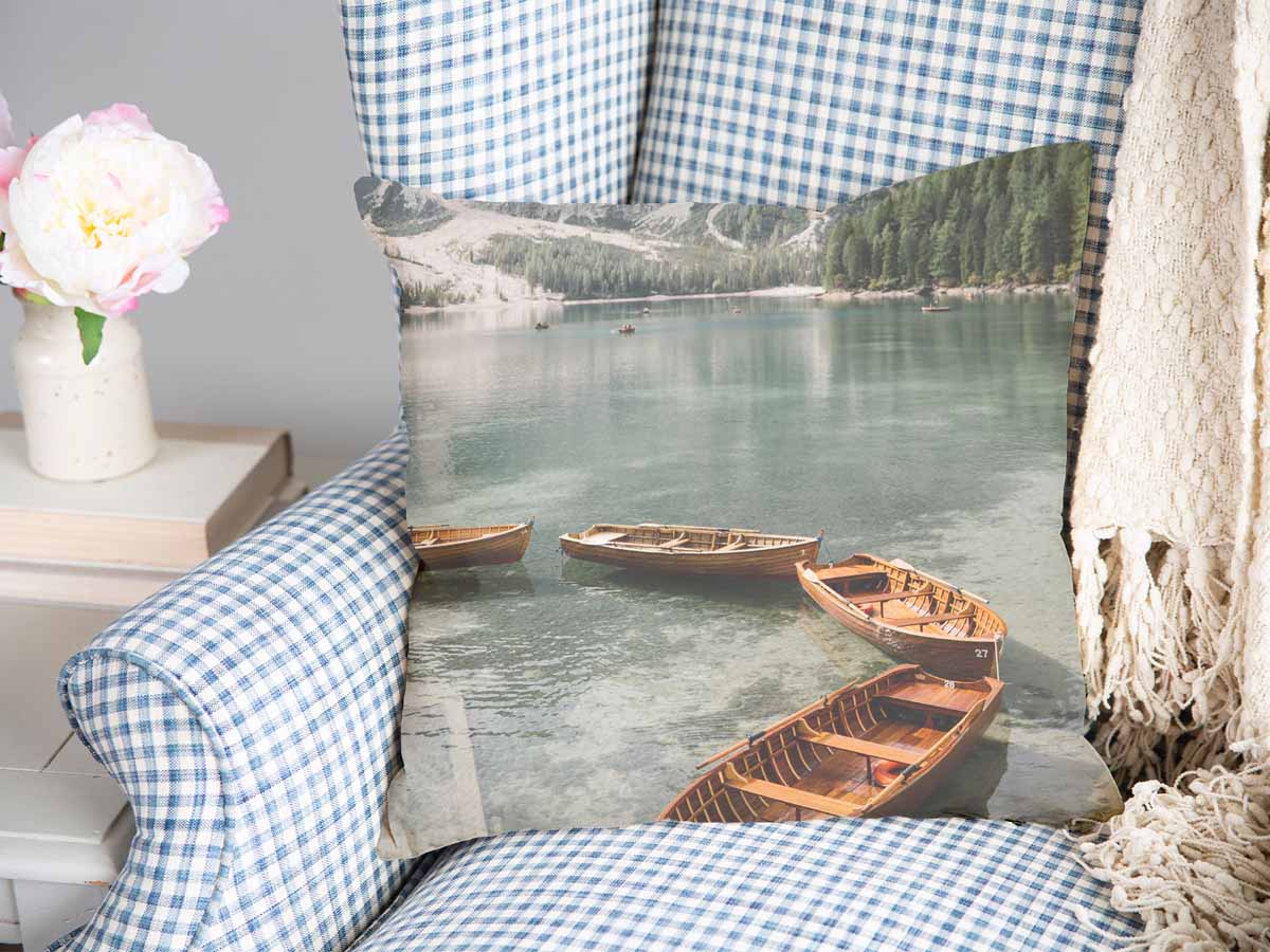Coussin de santé lac avec bateaux