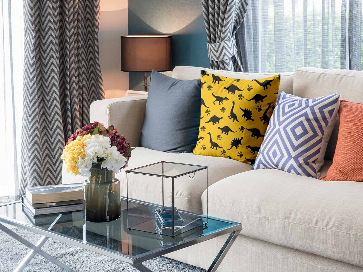 Coussin de santé jaune avec dinosaure