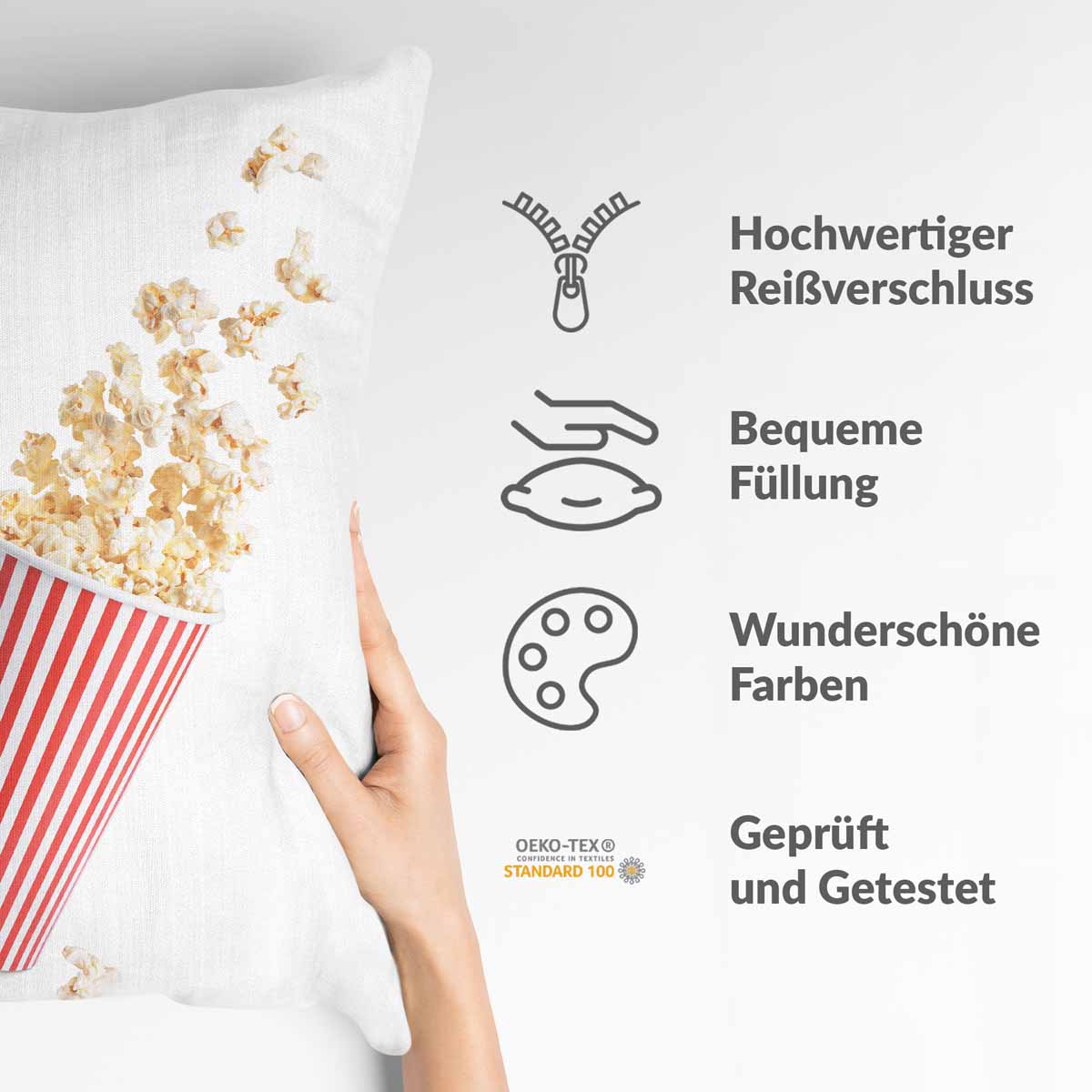 Coussin de santé blanc avec popcorn