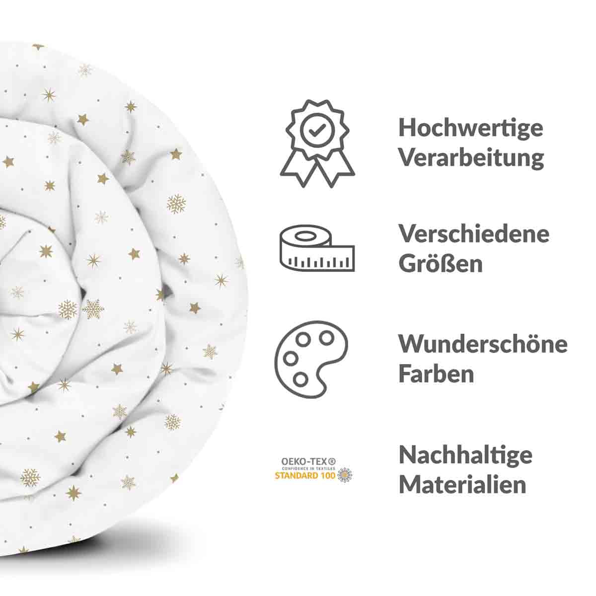 Ensemble de literie avec couverture thérapeutique blanc avec étoiles dorées