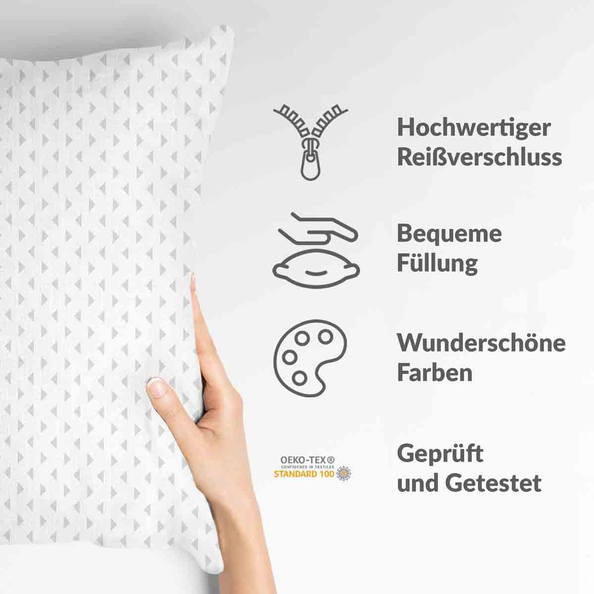 Coussin de santé blanc avec des triangles gris