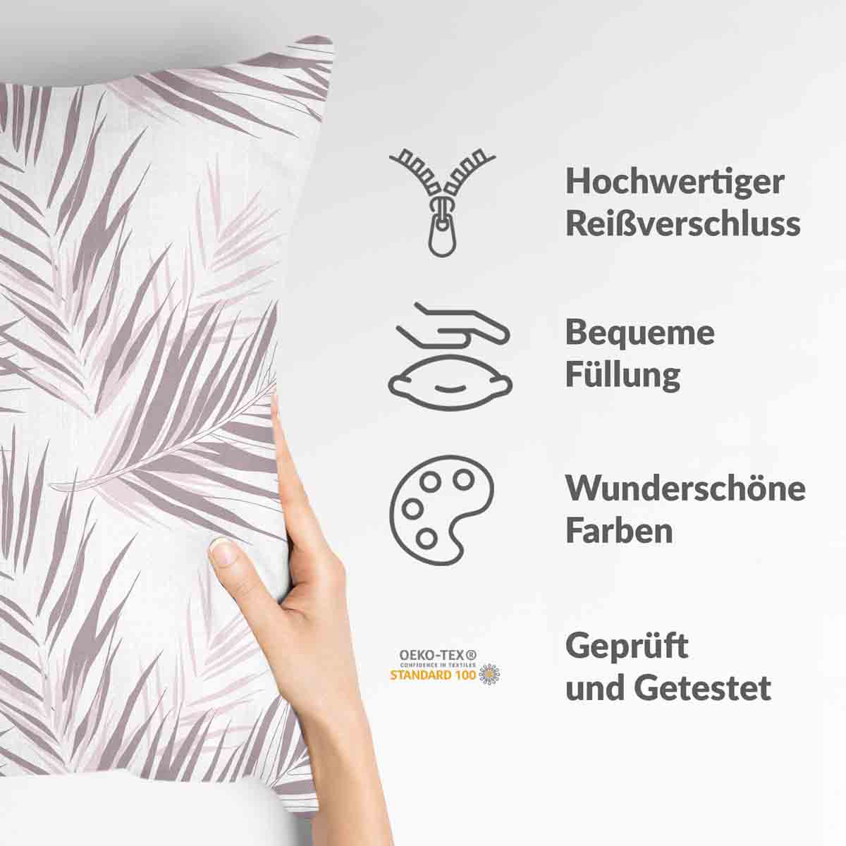 Coussin de santé blanc avec feuilles violettes