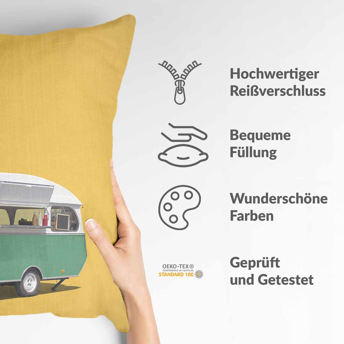 Coussin de santé jaune avec bus