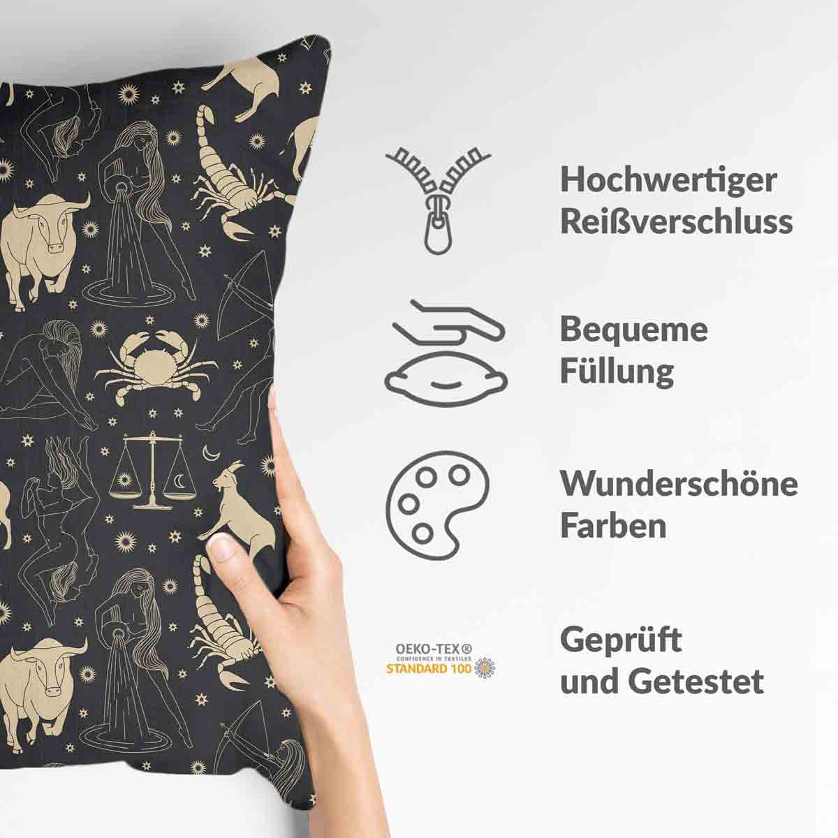 Coussin de santé noir constellations