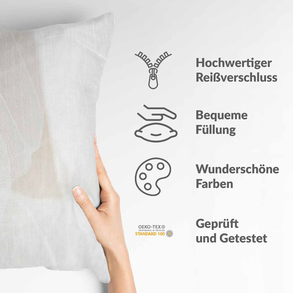 Coussin de santé gris avec motif blanc