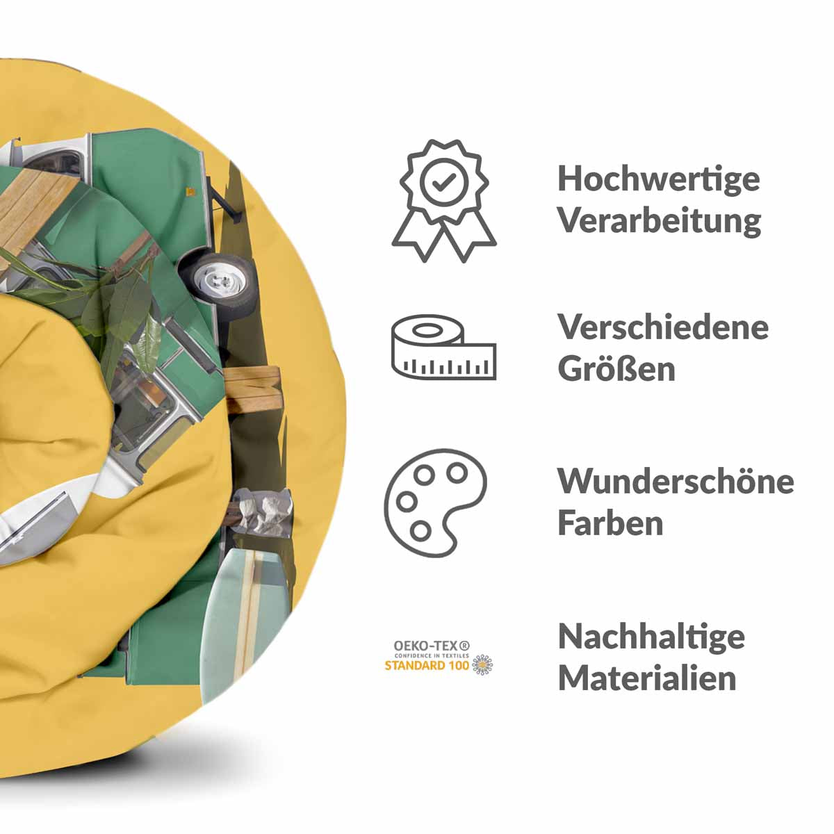 Original Therapiedecke - Ensemble de literie en coton TD jaune avec bus
