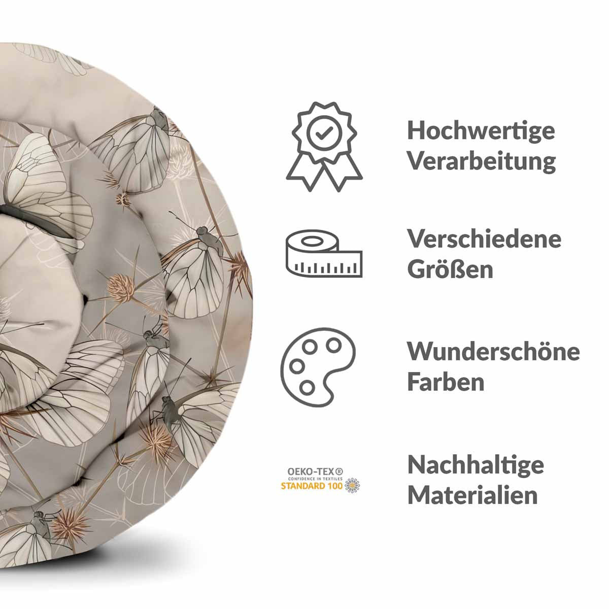 Original Therapiedecke - Ensemble de literie en coton Beige avec papillons