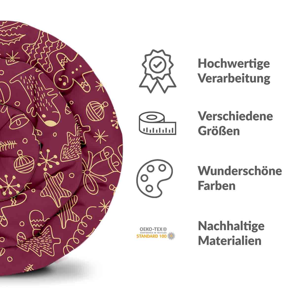 Original Therapiedecke - Ensemble de literie en coton Rouge avec motifs de Noël amusants