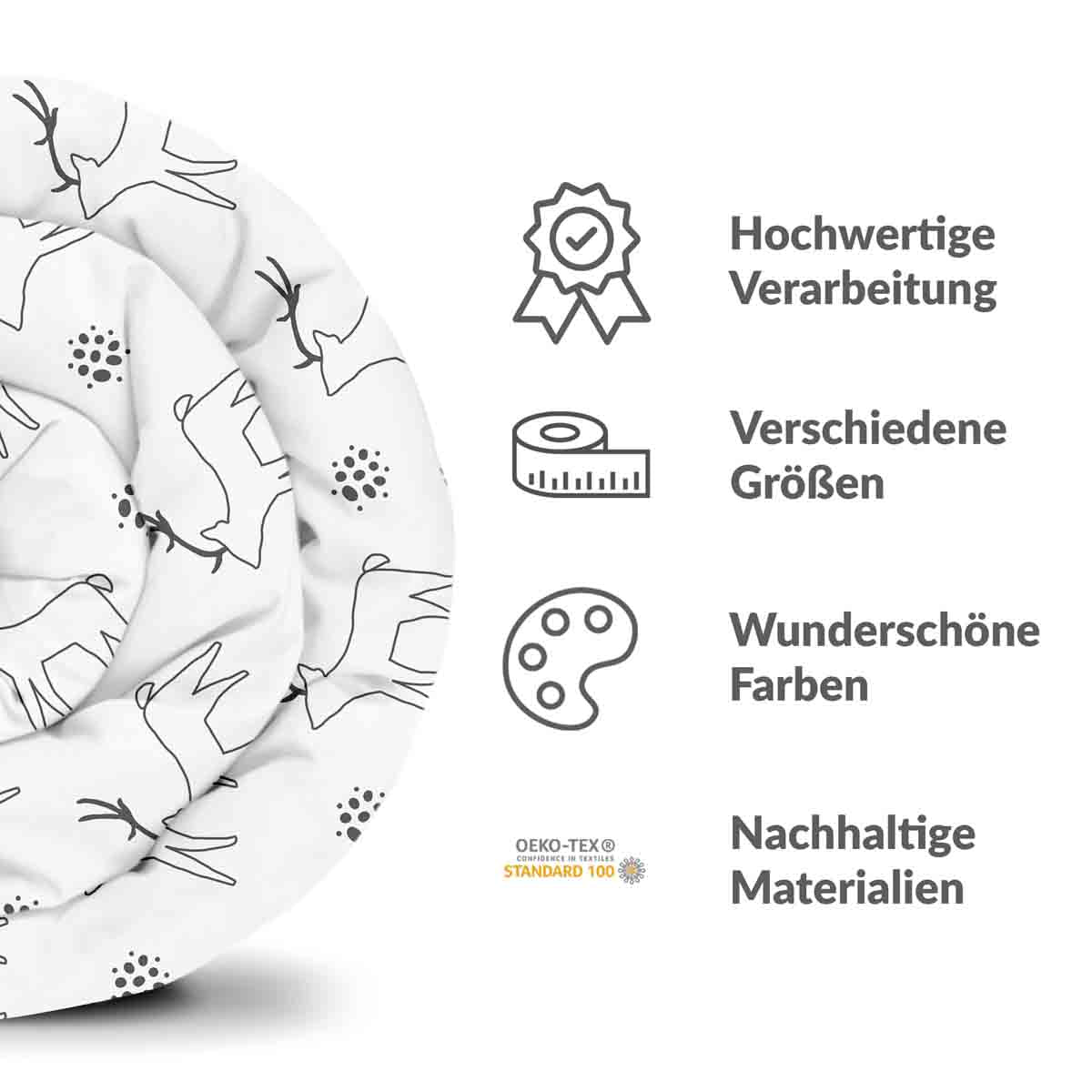 Original Therapiedecke - Ensemble de literie en coton Blanc avec cerf