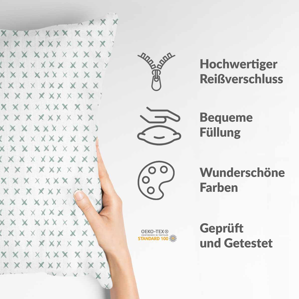 Coussin de santé blanc avec croix vertes