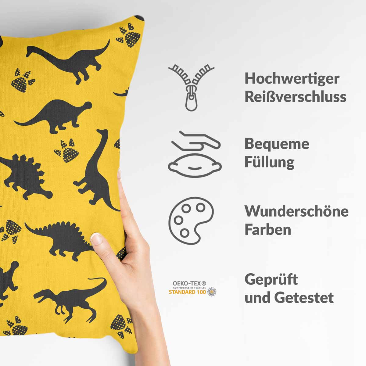 Coussin de santé jaune avec dinosaure