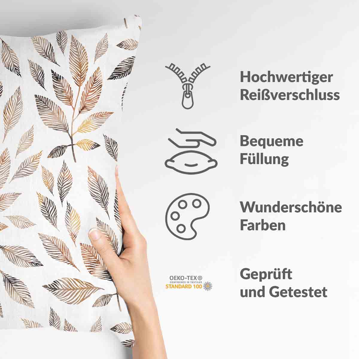 Coussin de santé blanc avec branches brun clair