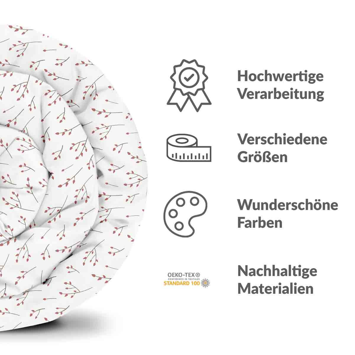 Ensemble de literie avec couverture thérapeutique blanc avec délicates roses
