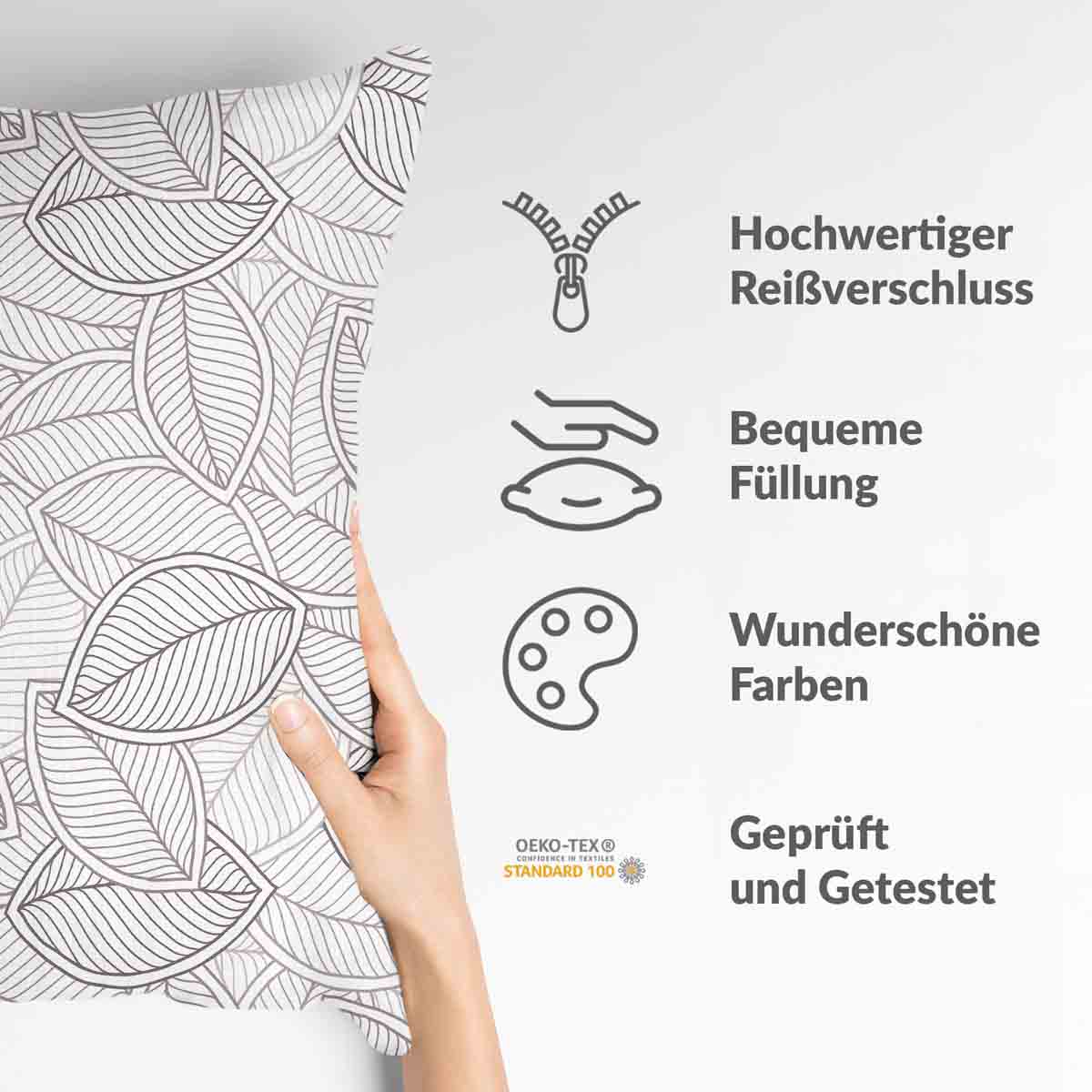 Coussin de santé avec feuilles de palmier grises
