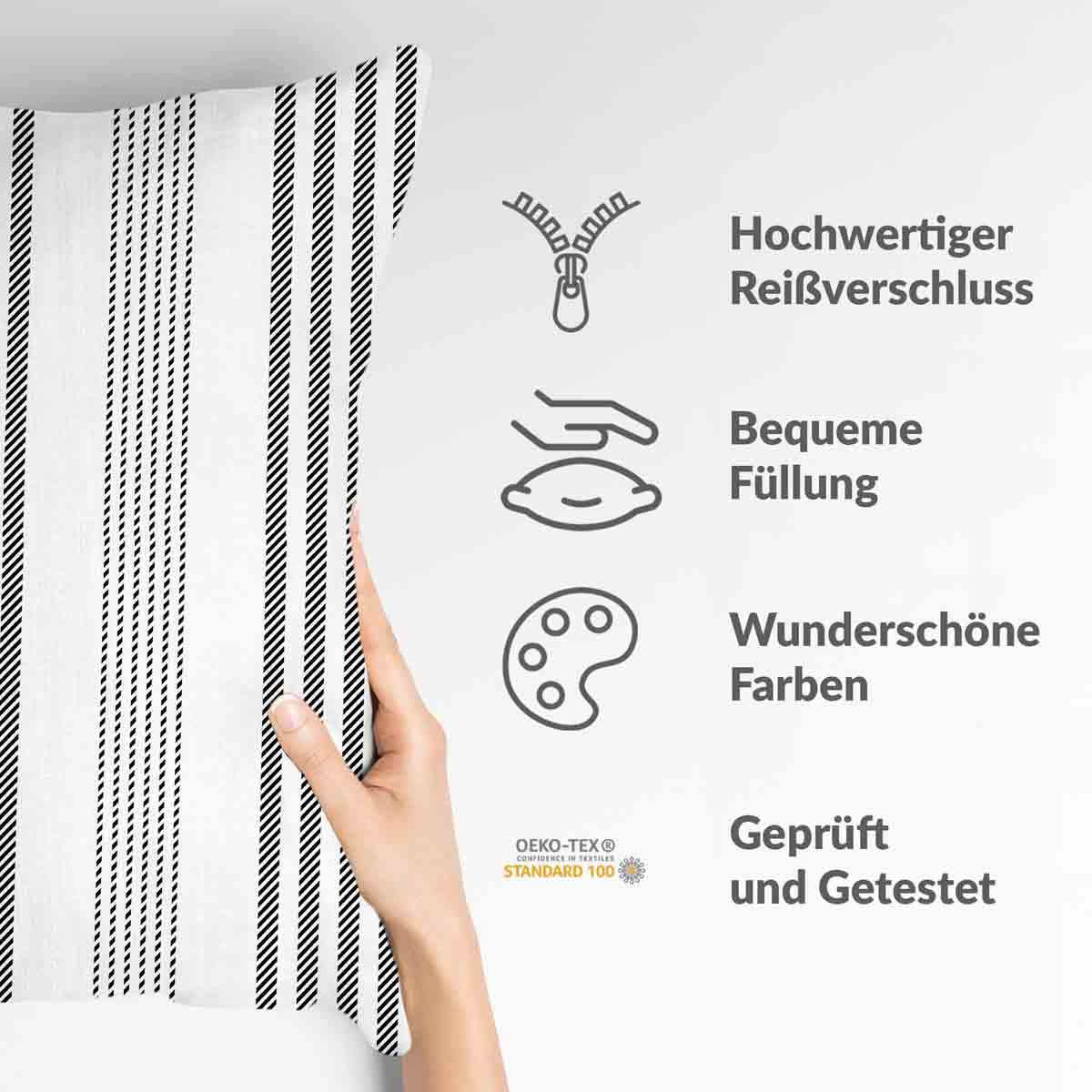 Coussin de santé gris avec des rayures épaisses et fines