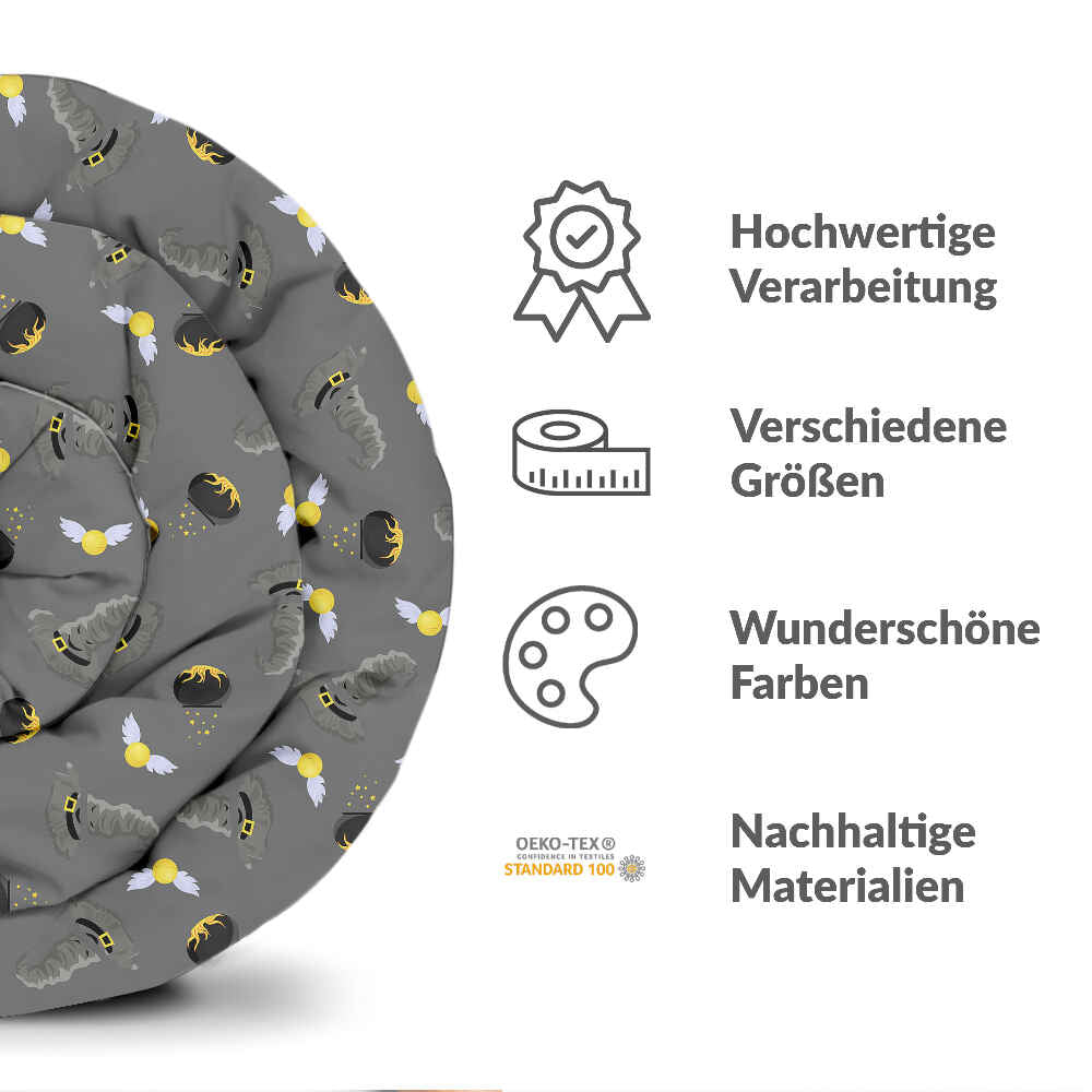 Original Therapiedecke - Ensemble de literie en coton gris chapeau magique