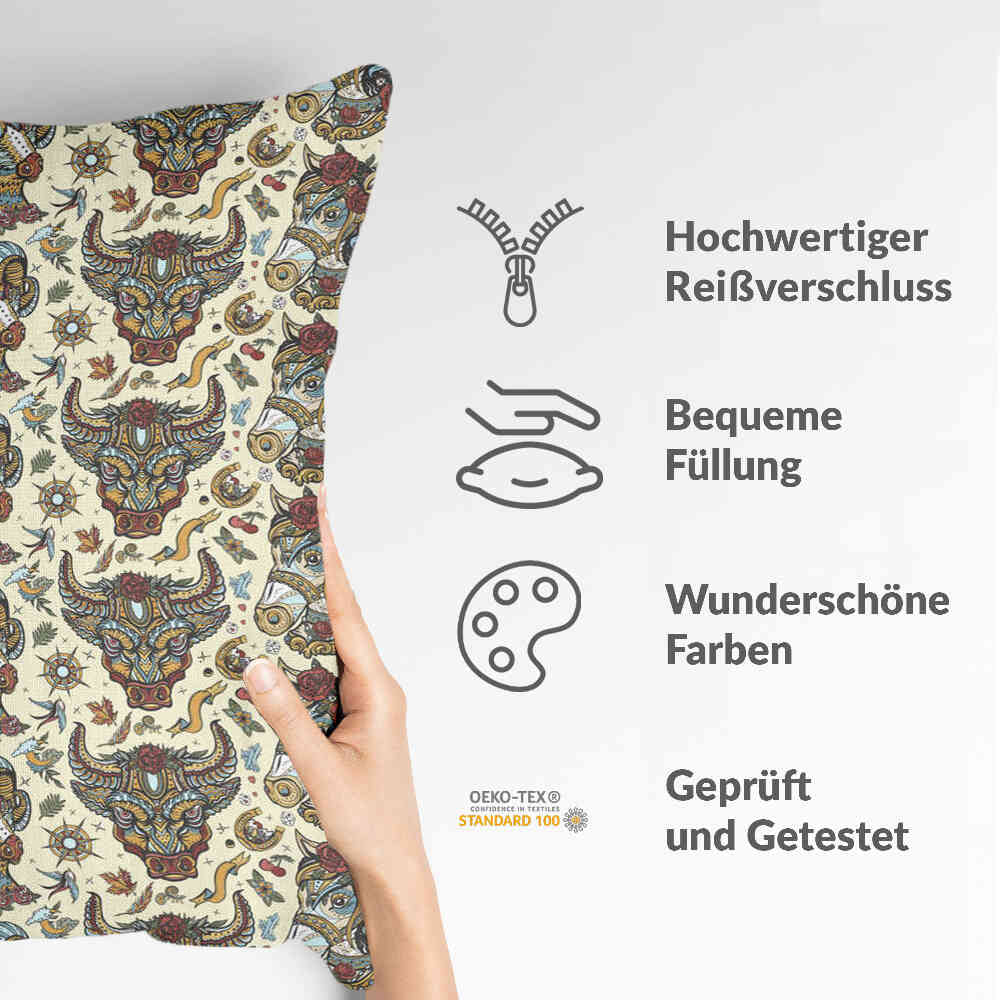 Coussin de santé têtes d'animaux colorées