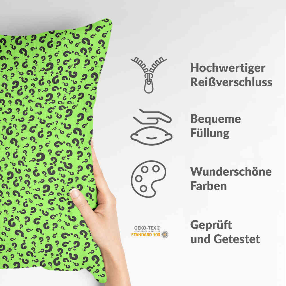 Coussin de santé vert clair avec point d'interrogation