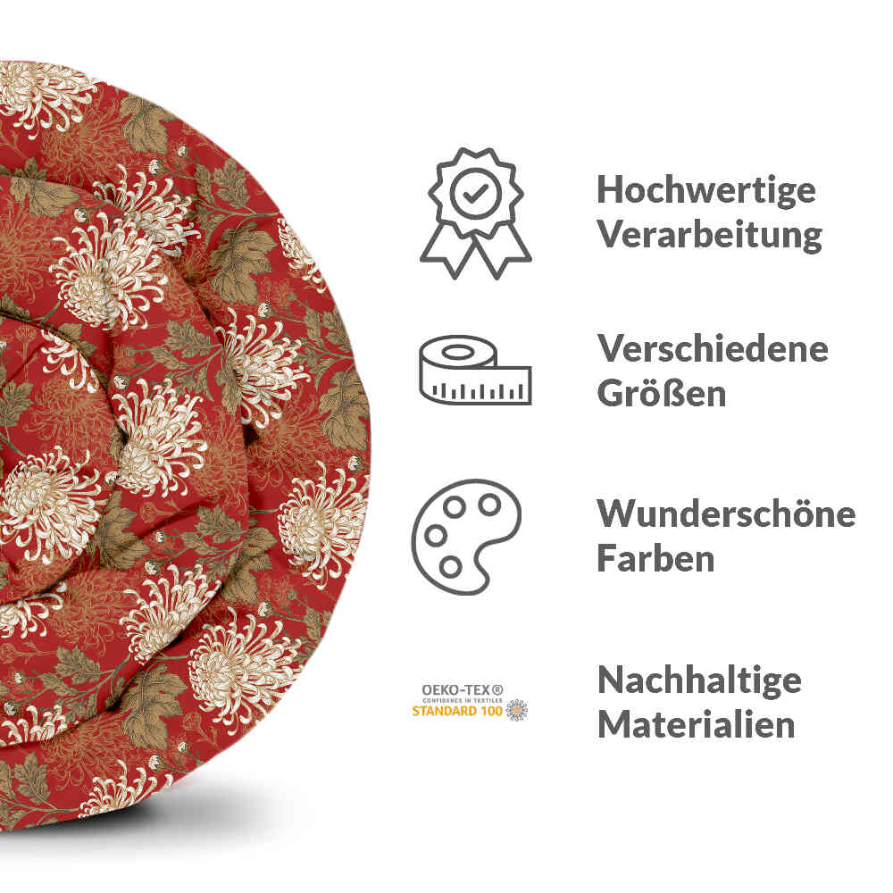 Original Therapiedecke - Ensemble de literie en coton Rouge grande fleur