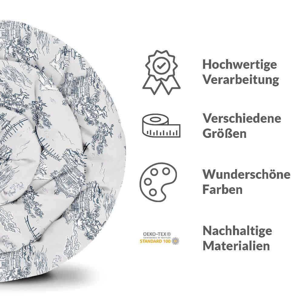 Original Therapiedecke - Ensemble de literie en coton Gris Grande Muraille de Chine