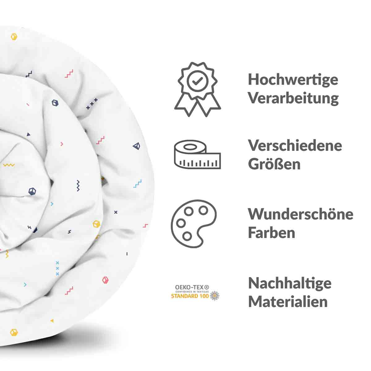 Original Therapiedecke - Ensemble de literie en coton Blanc avec formes multicolores