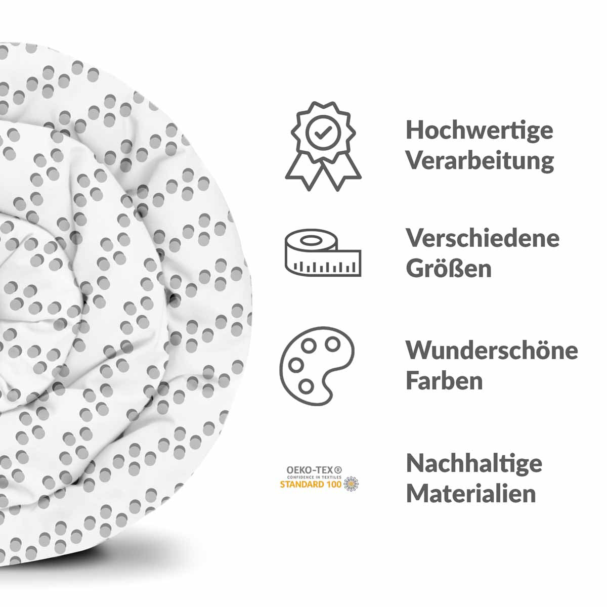 Couette de thérapie Ensemble de literie blanc avec cercles gris