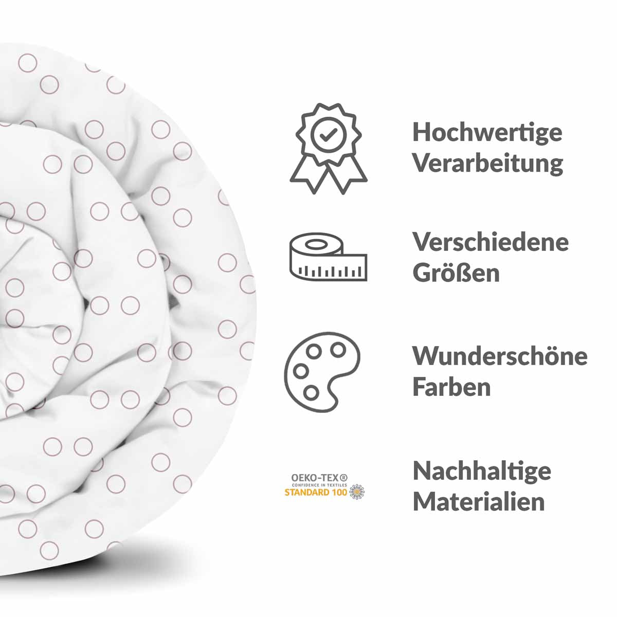 Ensemble de literie avec couverture thérapeutique blanc avec cercles