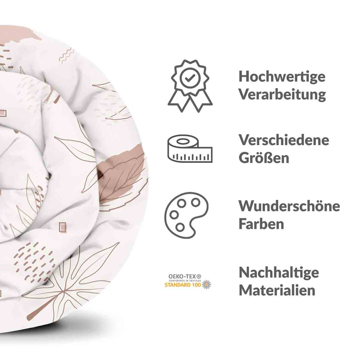 Original Therapiedecke - Ensemble de literie en coton rose avec feuilles