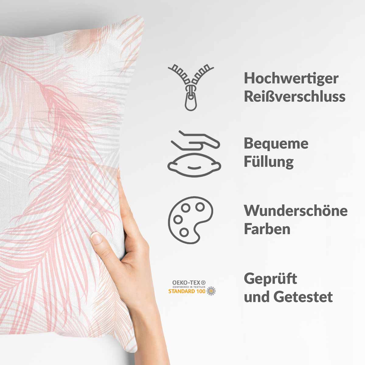 Coussin de santé blanc avec plumes roses