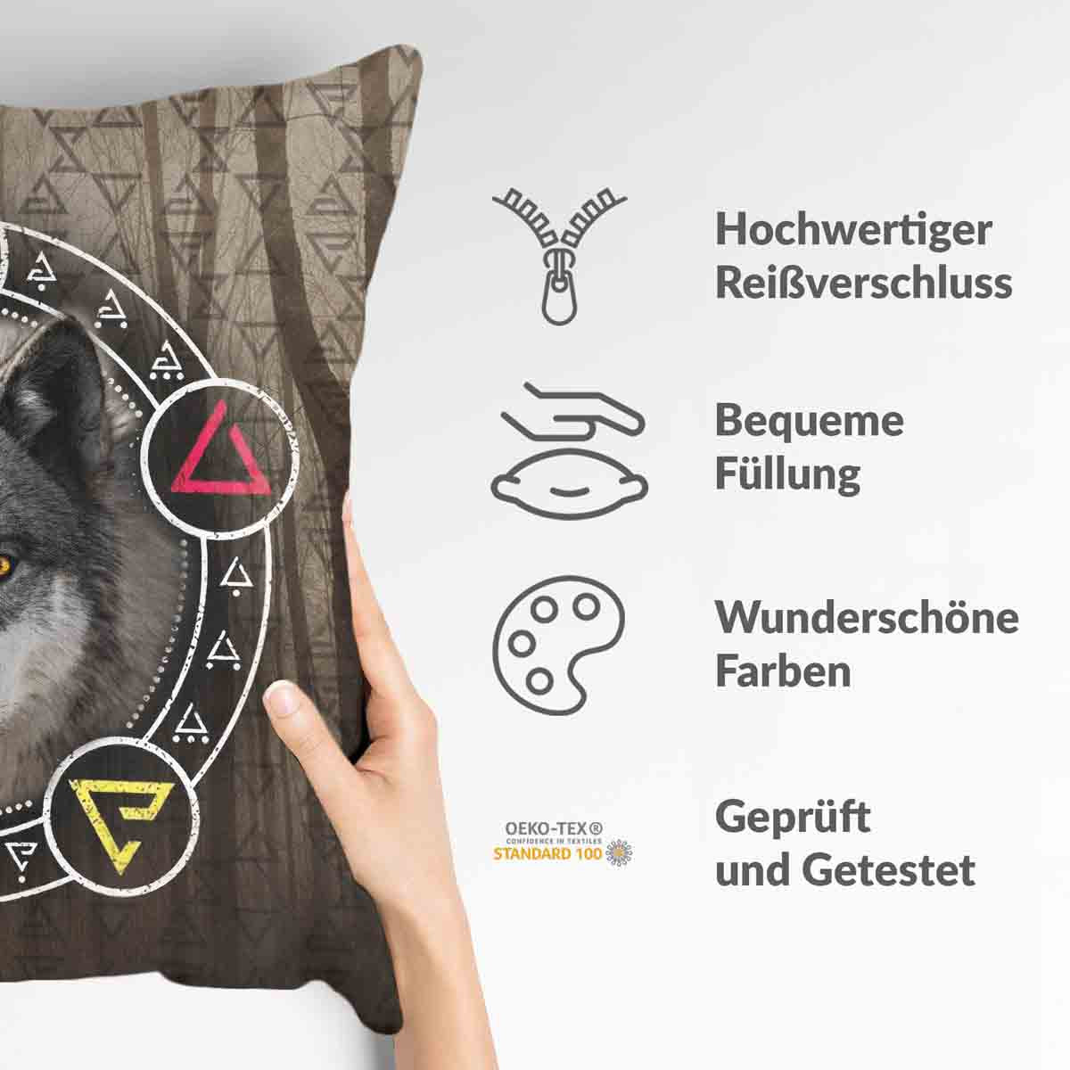 Coussin de santé brun avec loup