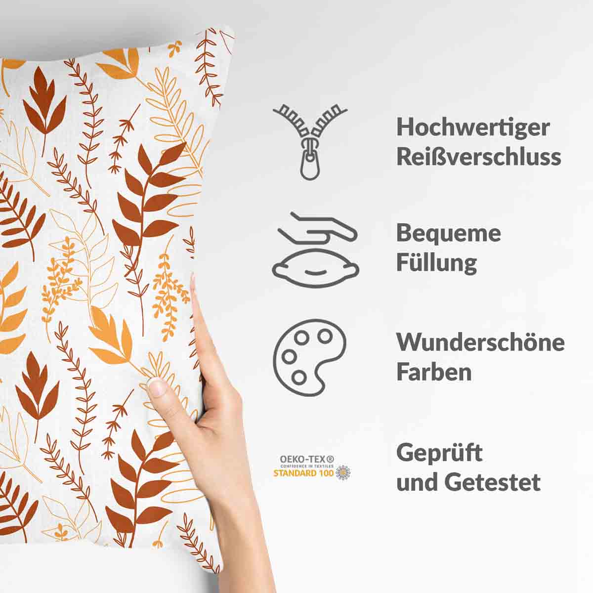 Coussin de santé blanc avec branches automnales
