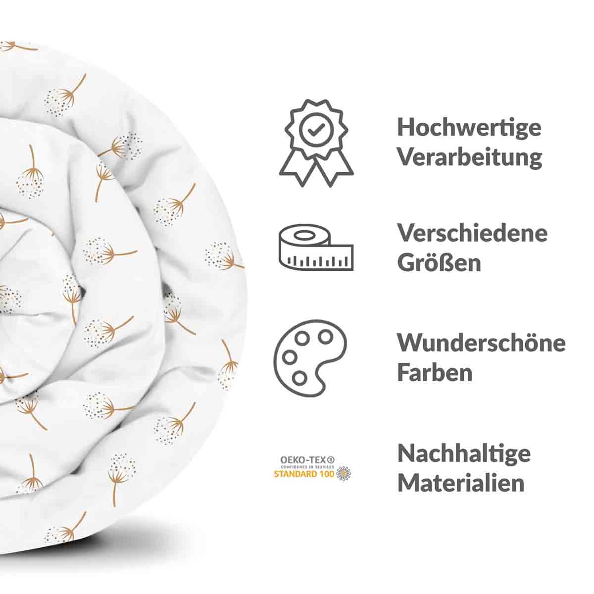 Original Therapiedecke - Ensemble de literie en coton Blanc avec pissenlits