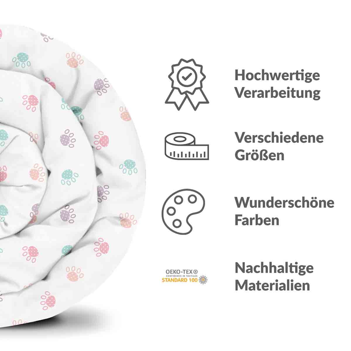 Couette thérapeutique Ensemble de literie blanc avec pattes colorées