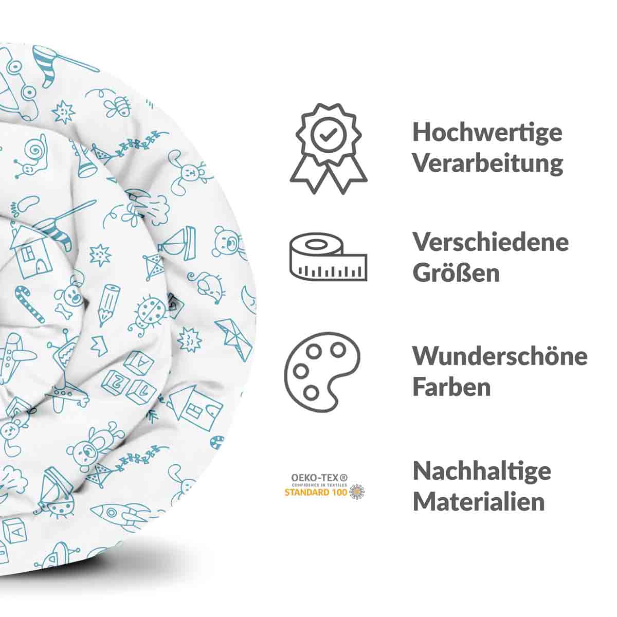 Couette thérapeutique Ensemble de literie blanc avec jouets